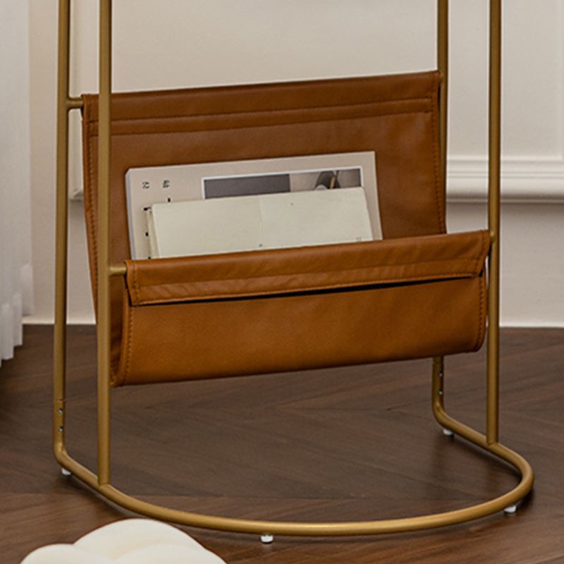 Mesa lateral de madera sólida con mesa de esquina superior de bandeja redonda de almacenamiento