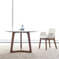 Solid Wood Sled Base Table Modern Round Dining Site Table with Stone Top