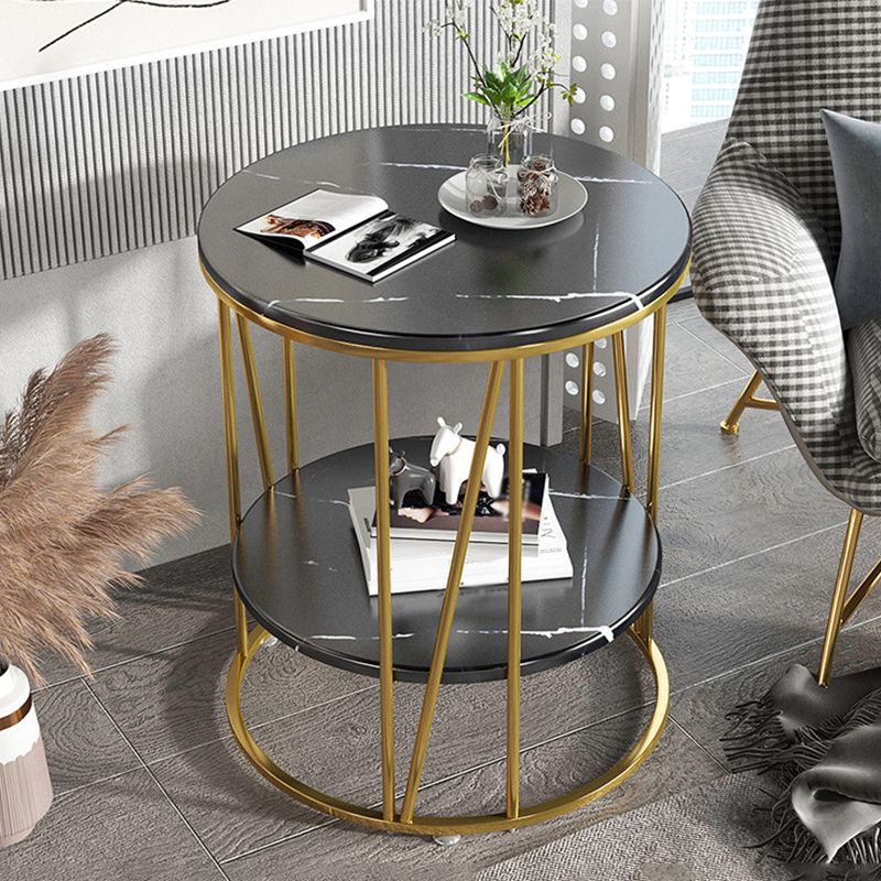Table de la table latérale ronde contemporaine Marble Table de bout abstraite pour le salon