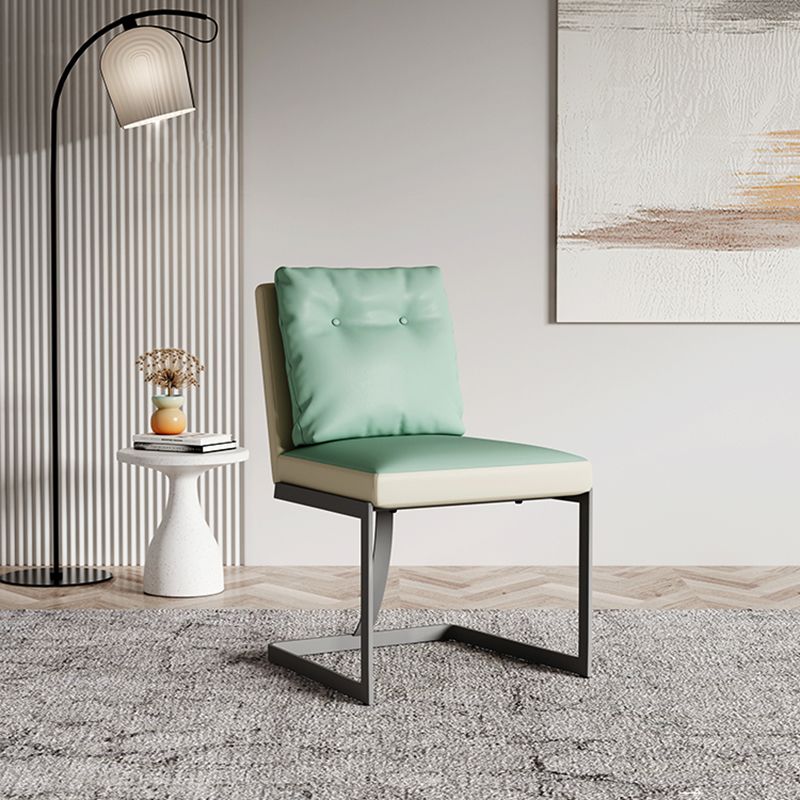 Upholstered Leather Armless Dining Chairs Solid Back Chairs with Metal Legs Clearhalo ' kitchen&dining_furn' 'Dining Chairs' 'Dining Tables & Seating' 'dining_chair' 'furn' 'furn_dining_chair' 'Furniture' 'furniture_dining_chair' 'Kitchen & Dining Furniture' 'kitchen' 1200x1200_cf2dae2a-ce83-45db-86ed-8761a4b1bfc5