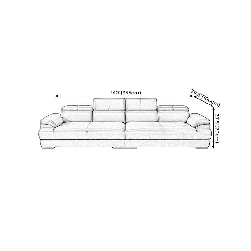 Genuine Leather Pillow Top Arm Sectional Sofa 27.56"H Cushion Back Sofa,Black Clearhalo 'furn' 'furn_sectionals' 'Furniture' 'furniture_sectionals' 'Living Room Furniture' 'Sectionals' 1200x1200_cf2e8383-ab11-4fe9-aafe-5807743e2c9c