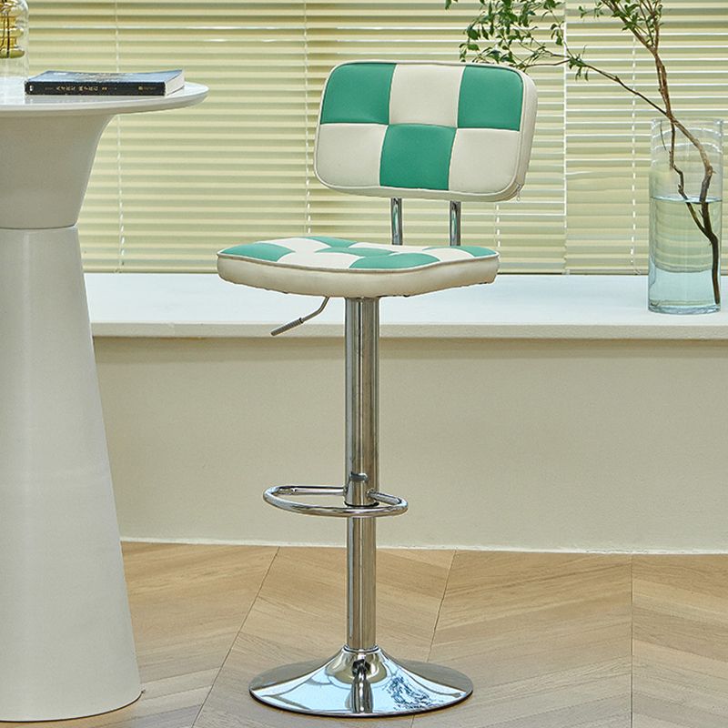 Modern Style Adjustable Backrest Counter High Stool with Leather Cushion
