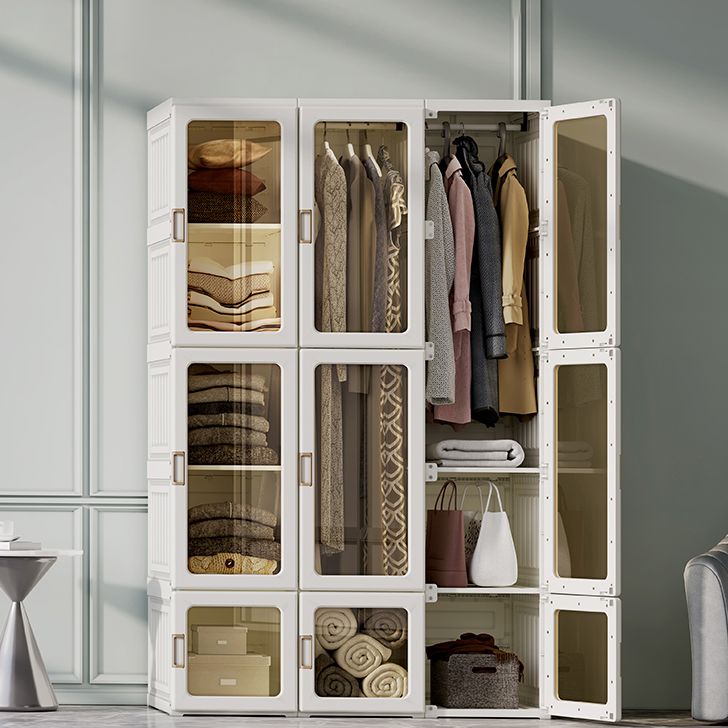 Modern Folding Plastic Wardrobe Freestanding Wardrobe with Shelves Clearhalo 'Armoires & Wardrobes' 'armoires_wardrobes' 'Bedroom Furniture' 'furn' 'furn_armoires_wardrobes' 'Furniture' 1200x1200_cf30cd8d-ed68-4c62-b65f-16856f3826fe