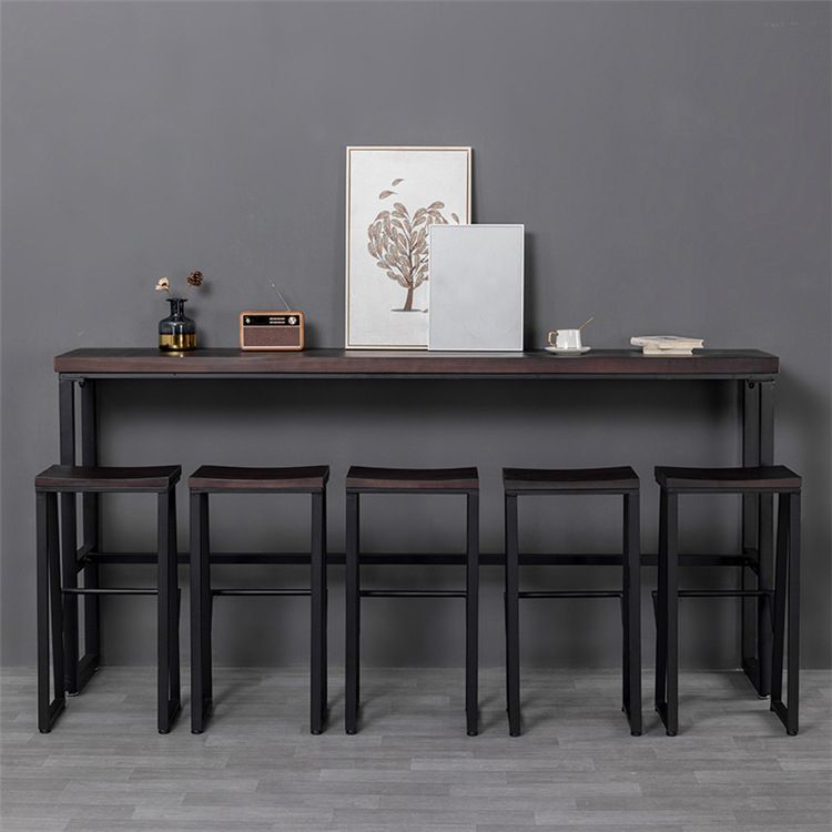 Brown Modern Style Bar Table Solid Wood and Iron Balcony Casual Bar Table Clearhalo 'Bar Furniture' 'Bar Tables' 'bar_tables' 'furn' 'furn_bar_tables' 'Furniture' 'furniture_bar_tables' 'Kitchen & Dining Furniture' 1200x1200_cf32068a-1158-42c9-ae66-f8e4aa87c1e4