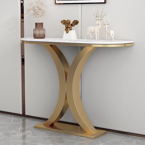 Tavolo della console glam tavolo di accento in marmo mezza luna, largo 12 pollici