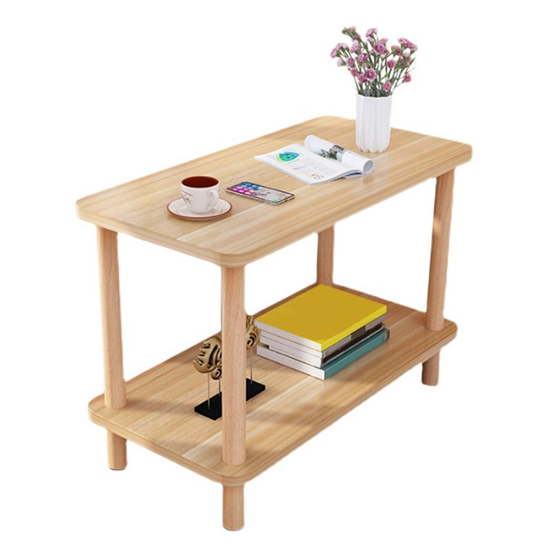 20.87 "Tall Wood Side Accent Tafel Geometrische plank Opgenomen eindtafel