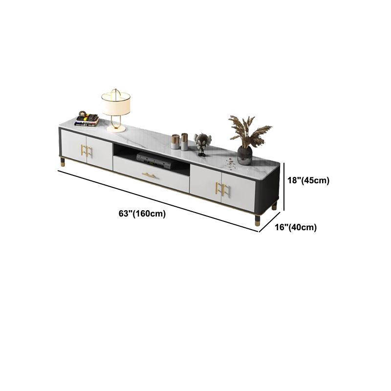 Console de télévision de rangement fermé de style glam de style glamour avec armoire