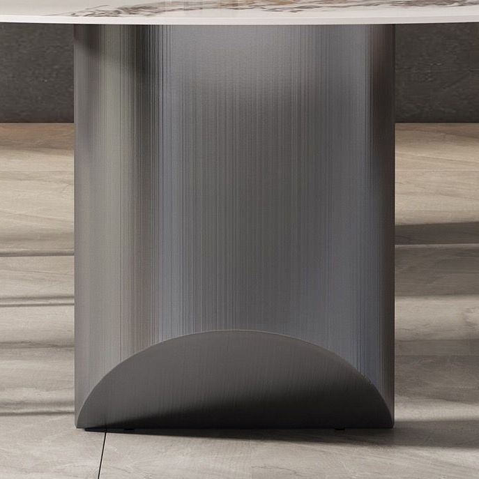 Mesa de comedor rectangular industrial Mesa de piedra sinterizada con patas de metal