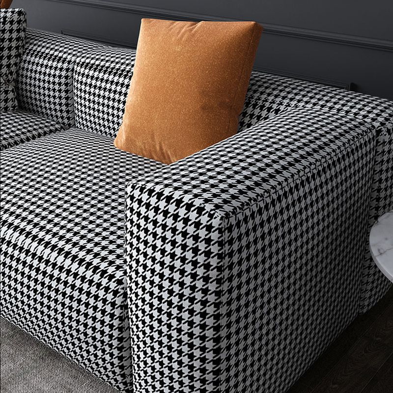 Stof moderne HoundStooth Patroon Sofa Tuxedo Arm Sofa met kussens