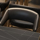 Industrial Faux Leather Chairs Upholstered Arm Chairs with Metal Base