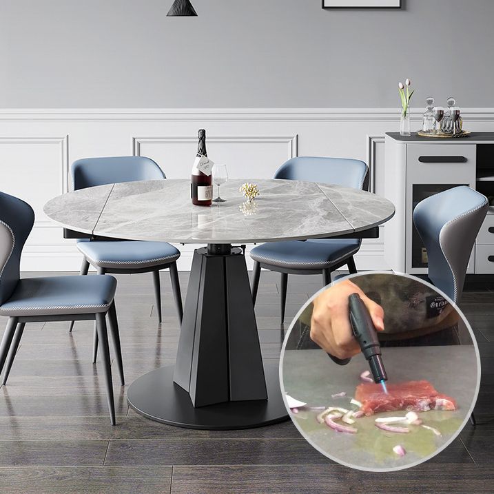 Contemporary Round Dining Table Sintered Stone Dining Table with Pedestal Base Clearhalo ' dining_table' 'Dining Tables & Seating' 'Dining Tables' 'furn' 'furn_dining_table' 'Furniture' 'furniture_dining_table' 'Kitchen & Dining Furniture' 'kitchen&dining_furn' 'kitchen' 'kitchen_dining_table' 1200x1200_cf397ed4-6146-457b-affa-307c287bf471