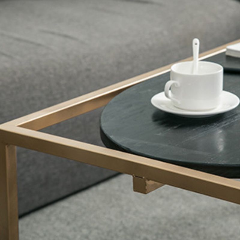 Solid Wood Rectangular Coffee Table Contemporary 1 Single Iron Frame Cocktail Table Clearhalo 'Coffee & Accent Tables' 'Coffee Tables' 'coffee_tables' 'furn' 'furn_coffee_tables' 'Furniture' 'Living Room Furniture' 1200x1200_cf3992fe-5891-4b25-90b9-ee833534a6f6
