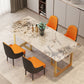 Metal Traditional Luxury Rectangular Table Sintered Stone Indoor Table with Sled Base Clearhalo ' dining_table' 'Dining Tables & Seating' 'Dining Tables' 'furn' 'furn_dining_table' 'Furniture' 'furniture_dining_table' 'Kitchen & Dining Furniture' 'kitchen&dining_furn' 'kitchen' 'kitchen_dining_table' 1200x1200_cf39ecfa-527d-4171-a6d6-2c5123b1f503