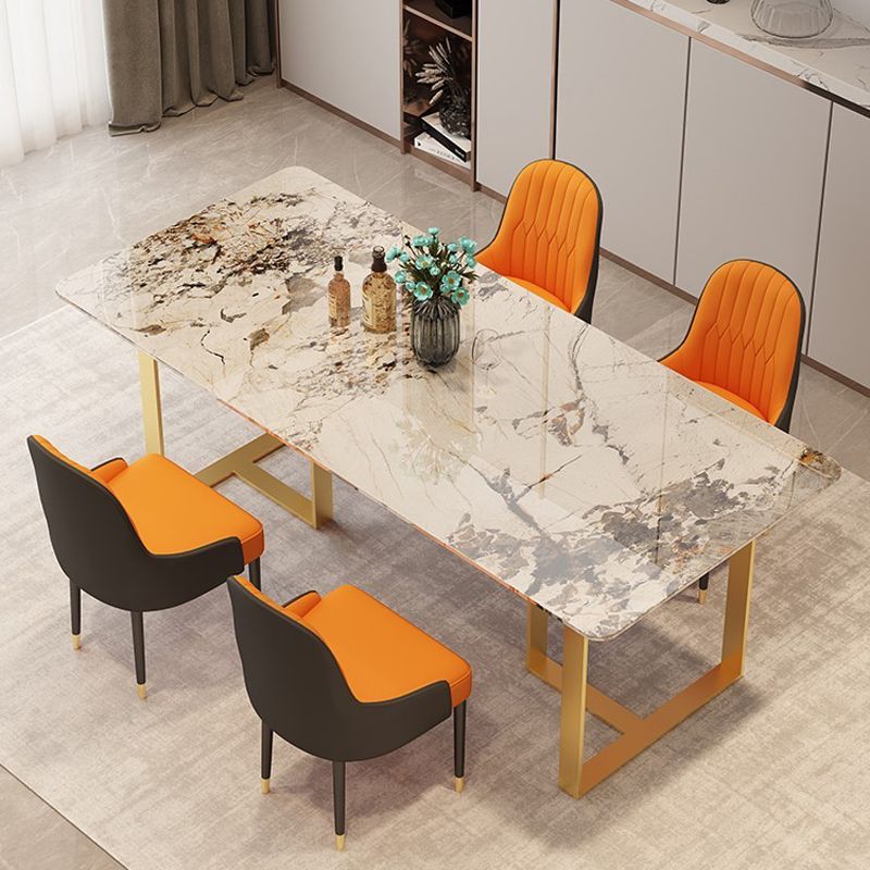 Metal Traditional Luxury Rectangular Table Sintered Stone Indoor Table with Sled Base Clearhalo ' dining_table' 'Dining Tables & Seating' 'Dining Tables' 'furn' 'furn_dining_table' 'Furniture' 'furniture_dining_table' 'Kitchen & Dining Furniture' 'kitchen&dining_furn' 'kitchen' 'kitchen_dining_table' 1200x1200_cf39ecfa-527d-4171-a6d6-2c5123b1f503