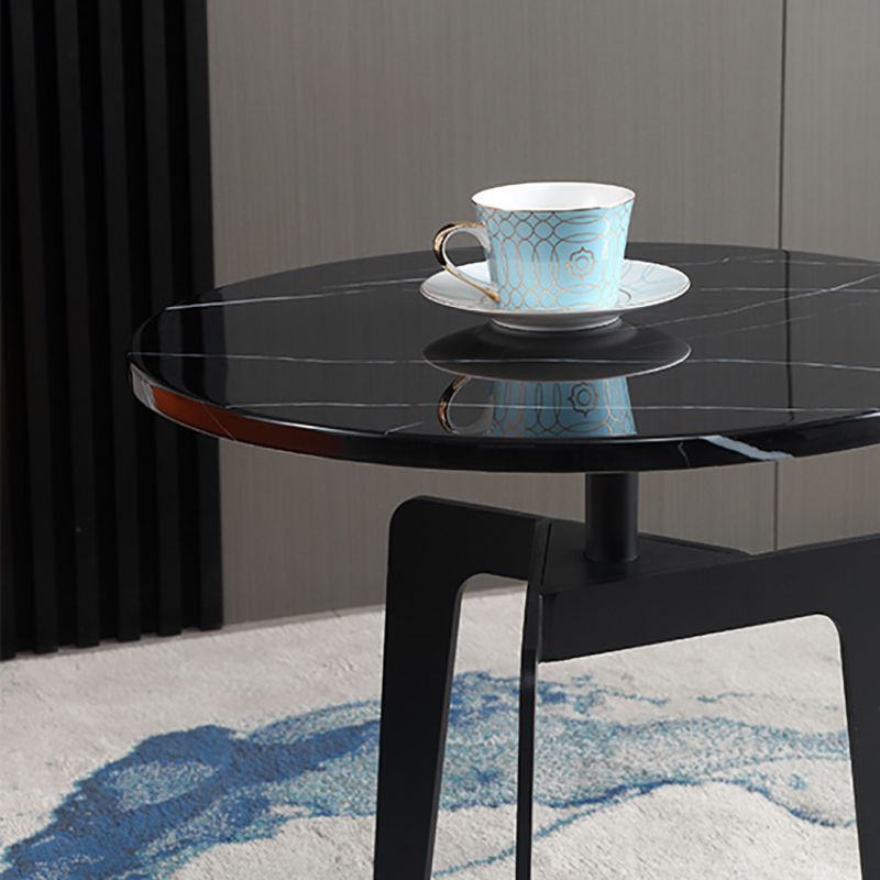 モダン21.65 "背の高いスチール3脚エンドテーブルラウンドスレートトップサイドテーブル