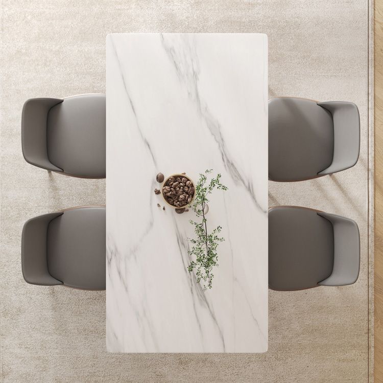 Table de salle à manger rectangulaire en pierre, mobilier de style moderne, blanc