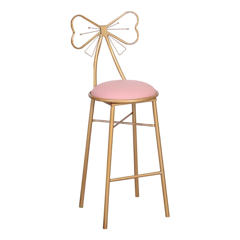 Nordic Armless Backrest Counter Stool Iron Cafe Bar Stool with Leather Cushion and Pedal Clearhalo 'Bar Furniture' 'Bar Stools' 'bar_stools' 'furn' 'furn_bar_stools' 'Furniture' 'furniture_bar_stools' 'Kitchen & Dining Furniture' 1200x1200_cf3c190c-86cf-48dc-aeed-673226b1689c