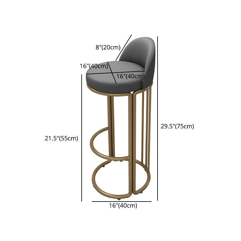 Glam Armless Backrest Counter Stool Iron Restaurant Bar Stool with Cushion and Pedal Clearhalo 'Bar Furniture' 'Bar Stools' 'bar_stools' 'furn' 'furn_bar_stools' 'Furniture' 'Kitchen & Dining Furniture' 1200x1200_cf3e0ee2-a0c4-45cc-b65f-4459e9b836ef