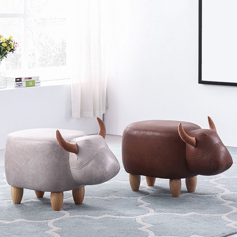 Contemporary Standard Ottoman with Upholstered Faux Leather Top Pouf Clearhalo 'furn' 'furn_ottomans_poufs' 'Furniture' 'Living Room Furniture' 'Ottomans & Poufs' 'ottomans_poufs' 1200x1200_cf3f71f8-9468-43c5-b6ab-f986c6e06dd9