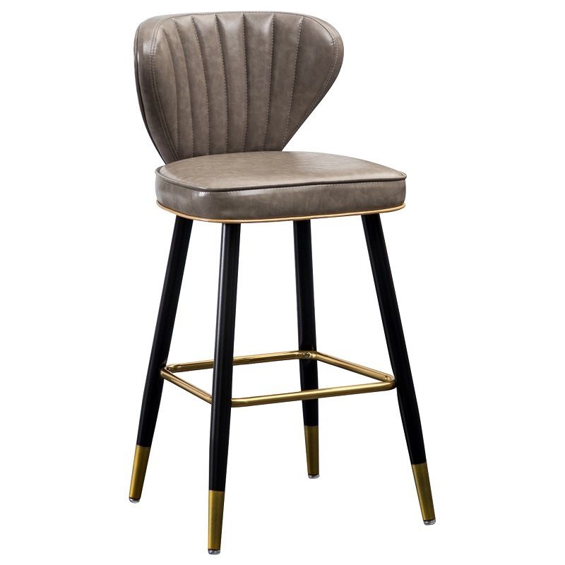 Modern Metal Barstool Faux Leather Counter Stool with Iorn 4 Legs Clearhalo 'Bar Furniture' 'Bar Stools' 'bar_stools' 'furn' 'furn_bar_stools' 'Furniture' 'Kitchen & Dining Furniture' 1200x1200_cf3fa8b9-ba0c-4117-b4b1-4c18e657969e