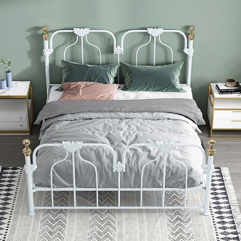 84.65 inch Wide Contemporary Bed Frame Metal Solid Color Bed with Headboard