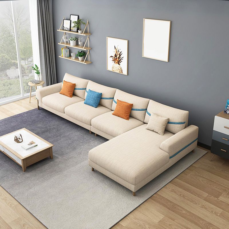 Oreiller sectionnel de tissu dos et canapé sectionnel des bras carrés pour 4 personnes