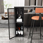 Faux Marble Black Counter Height Dining Table Industrial Metal Base Counter Wine Table