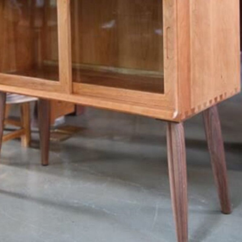 Server da pranzo per porte scorrevoli Credenza in legno massiccio di pino con porta di vetro