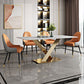 Traditional Luxury Rectangle Dining Site Table Stone Furniture with Pedestal Base Clearhalo ' dining_table' 'Dining Tables & Seating' 'Dining Tables' 'furn' 'furn_dining_table' 'Furniture' 'furniture_dining_table' 'Kitchen & Dining Furniture' 'kitchen&dining_furn' 'kitchen' 'kitchen_dining_table' 1200x1200_cf41bc8b-39b1-4599-b30f-6337b3a9244b