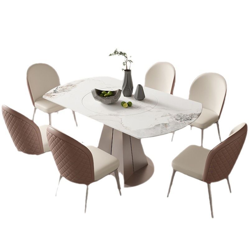 Modern Sintered Stone White Dining Room Set Space-Saving Design Dining Table Furniture Clearhalo 'Dining Room Sets' 'Dining Tables & Seating' 'dining_room_set' 'furn' 'furn_dining_room_set' 'Furniture' 'furniture_dining_room_set' 'Kitchen & Dining Furniture' 'kitchen&dining_furn' 'kitchen' 1200x1200_cf4375e5-c6a4-46d0-8ef9-22f364e45992