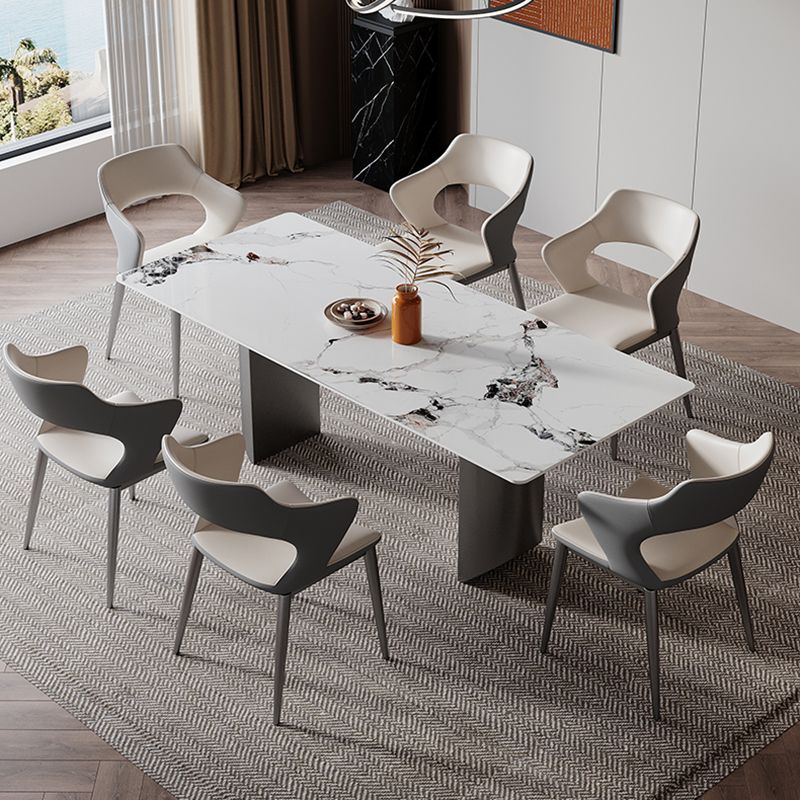 Mesa de comedor de estilo moderno mesa de doble pedestal de piedra sinterizada para el hogar