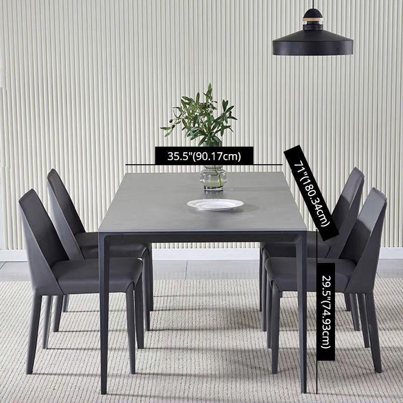 Standard Sintered Stone Top Dining Set with Black Metallic Legs Base for Dining Furniture Clearhalo 'Dining Room Sets' 'Dining Tables & Seating' 'dining_room_set' 'furn' 'furn_dining_room_set' 'Furniture' 'furniture_dining_room_set' 'Kitchen & Dining Furniture' 'kitchen&dining_furn' 'kitchen' 1200x1200_cf452220-44f4-47ef-ac3c-270b3fc51096