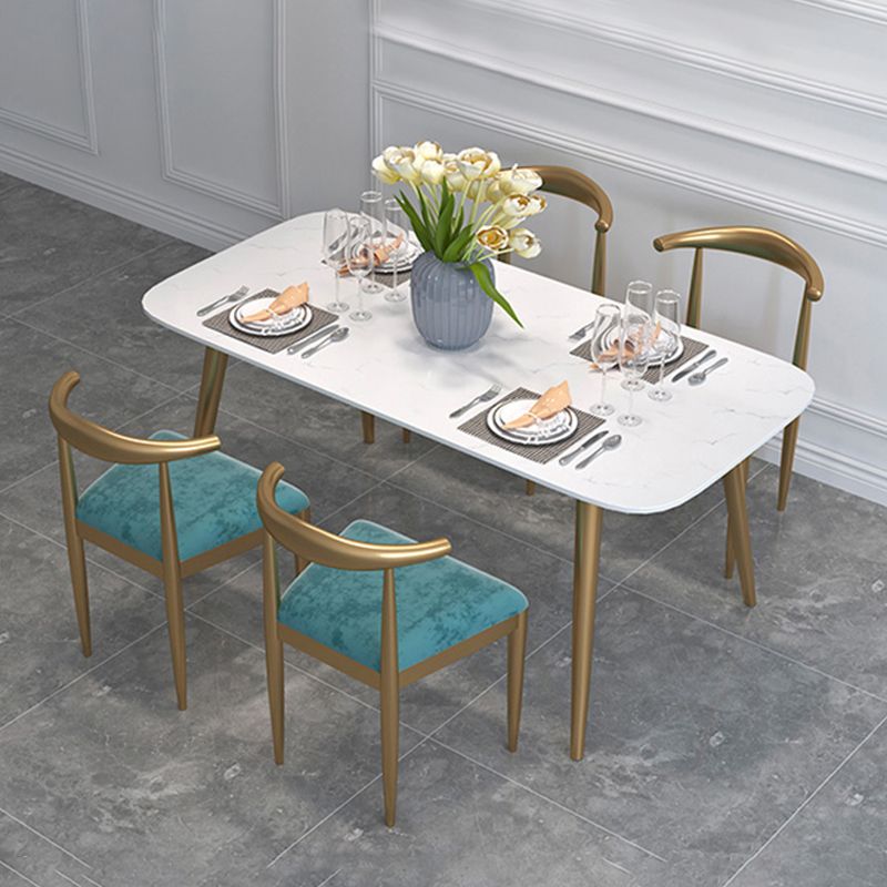 Contemporary Dining Set 1/2/5 Pcs Marble Dining Table with Cow Horn Chairs Clearhalo 'Dining Room Sets' 'Dining Tables & Seating' 'dining_room_set' 'furn' 'furn_dining_room_set' 'Furniture' 'Kitchen & Dining Furniture' 1200x1200_cf4581ce-87cb-4880-9ef0-c78c2f6cf258