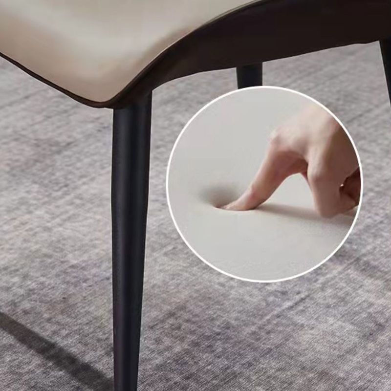 Contemporary Wingback Dining Chair PU Leather Armless Chair with Metal Legs Clearhalo 'Dining Chairs' 'Dining Tables & Seating' 'dining_chair' 'furn' 'furn_dining_chair' 'Furniture' 'Kitchen & Dining Furniture' 1200x1200_cf45929b-a848-4668-8a10-a2a2949710f5