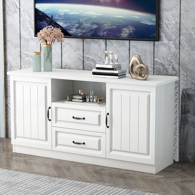 Moderne Holz -TV -Ständer Open Storage TV -Konsole mit Schubladen und Türen, 16 "D x 27,5" H