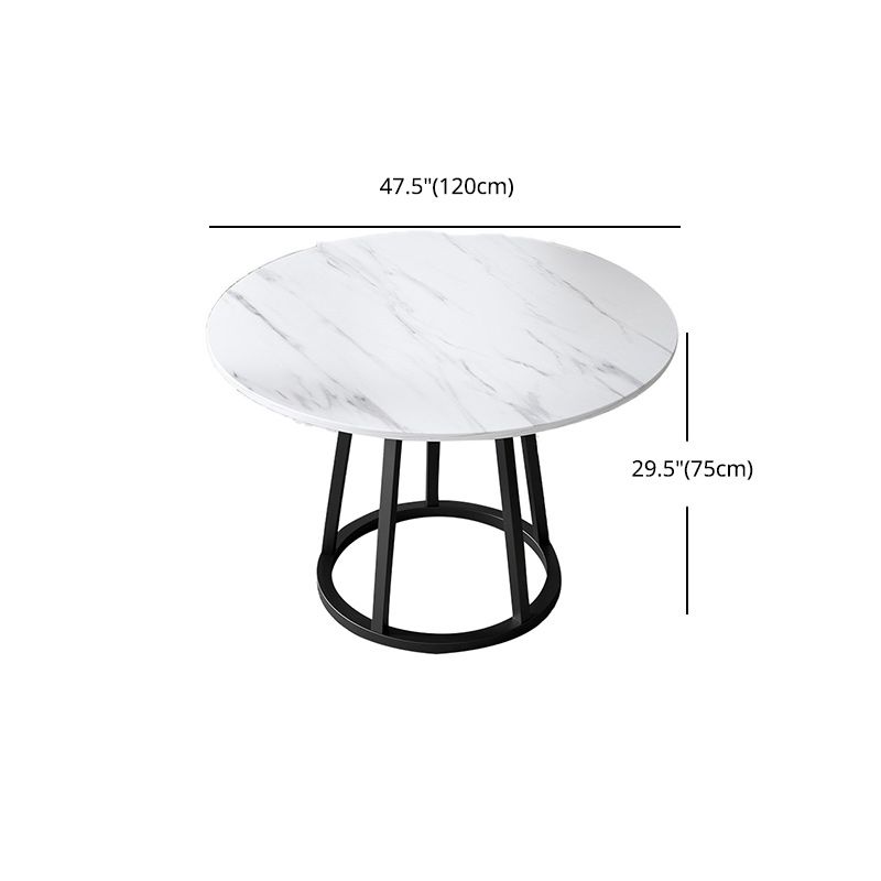 Mesa de comedor de base de hierro negro redondo Mesa de pedestal de piedra moderna