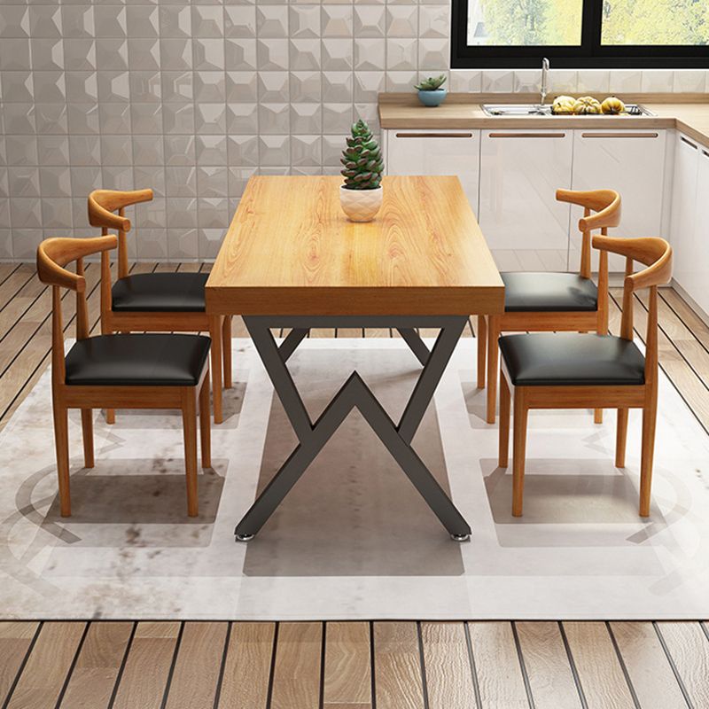 Sillas de comedor de madera sólida de 1/4/5 piezas industriales en marrón