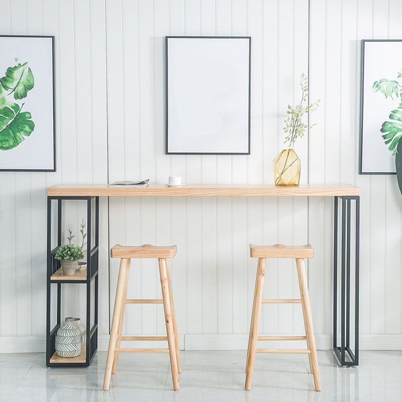 Mesa de bar fija estilo Glam, juego de mostrador rectangular de madera maciza de 1/3 piezas
