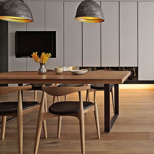 Standard Solid Wood Top Dining Set with 2 Black Metallic Legs for Dining Room Furniture Clearhalo 'Dining Room Sets' 'Dining Tables & Seating' 'dining_room_set' 'furn' 'furn_dining_room_set' 'Furniture' 'furniture_dining_room_set' 'Kitchen & Dining Furniture' 'kitchen&dining_furn' 'kitchen' 1200x1200_cf4b0786-3bb6-4106-a97f-19e04be3ea72