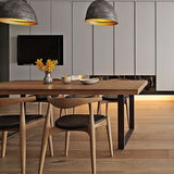 Standard Solid Wood Top Dining Set with 2 Black Metallic Legs for Dining Room Furniture Clearhalo 'Dining Room Sets' 'Dining Tables & Seating' 'dining_room_set' 'furn' 'furn_dining_room_set' 'Furniture' 'furniture_dining_room_set' 'Kitchen & Dining Furniture' 'kitchen&dining_furn' 'kitchen' 1200x1200_cf4b0786-3bb6-4106-a97f-19e04be3ea72