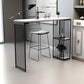 White Rectangle Bar Height Table Artificial Wood Pub Table with 2-shelf