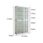 Modern Metal Display Stand Glass Shelves Curio Cabinet in White/ Gold