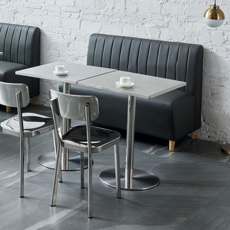 Industrial Dining Room Table Stainless Steel Table with Pedestal Table Clearhalo ' dining_table' 'Dining Tables & Seating' 'Dining Tables' 'furn' 'furn_dining_table' 'Furniture' 'furniture_dining_table' 'Kitchen & Dining Furniture' 'kitchen&dining_furn' 'kitchen' 'kitchen_dining_table' 1200x1200_cf4c01c0-18bb-4507-a1bc-53be1d7c1880