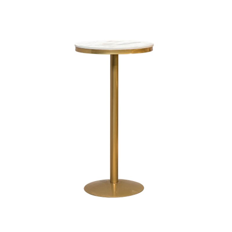Glam Faux Marble Bistro Table Indoor Gold Steel Bar Dining Table with Single Pedestal Clearhalo 'Bar Furniture' 'Bar Tables' 'bar_tables' 'furn' 'furn_bar_tables' 'Furniture' 'furniture_bar_tables' 'Kitchen & Dining Furniture' 1200x1200_cf4dcd3f-cbfc-4675-899a-55a37db1d3f5