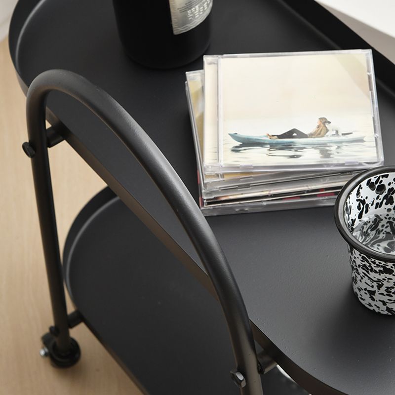 Tavolo da goccia a doppio livello del vassoio contemporaneo tavolo da diapositiva ovale con archiviazione