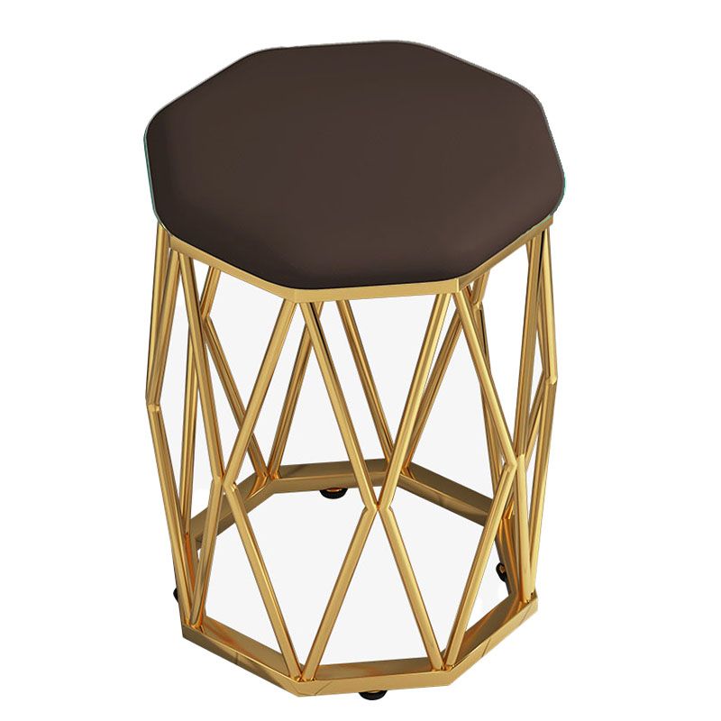 Moderne osmanische Kunstleder wasserfeste Sechskantoktomane mit Metallbein