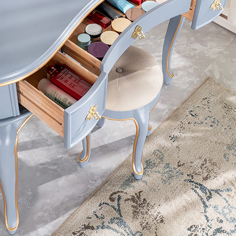 Tavolo da toeletta per vanità in legno solido a 3 cassetti vittoriani