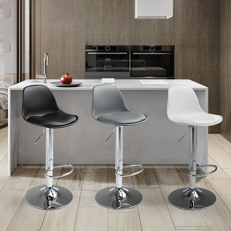 Contemporary Adjustable Height Bar Stool PU Leather Bar Stools for Kitchen Clearhalo 'Bar Furniture' 'Bar Stools' 'bar_stools' 'furn' 'furn_bar_stools' 'Furniture' 'Kitchen & Dining Furniture' 1200x1200_cf512227-f38c-4e02-91af-1a77d80e085a