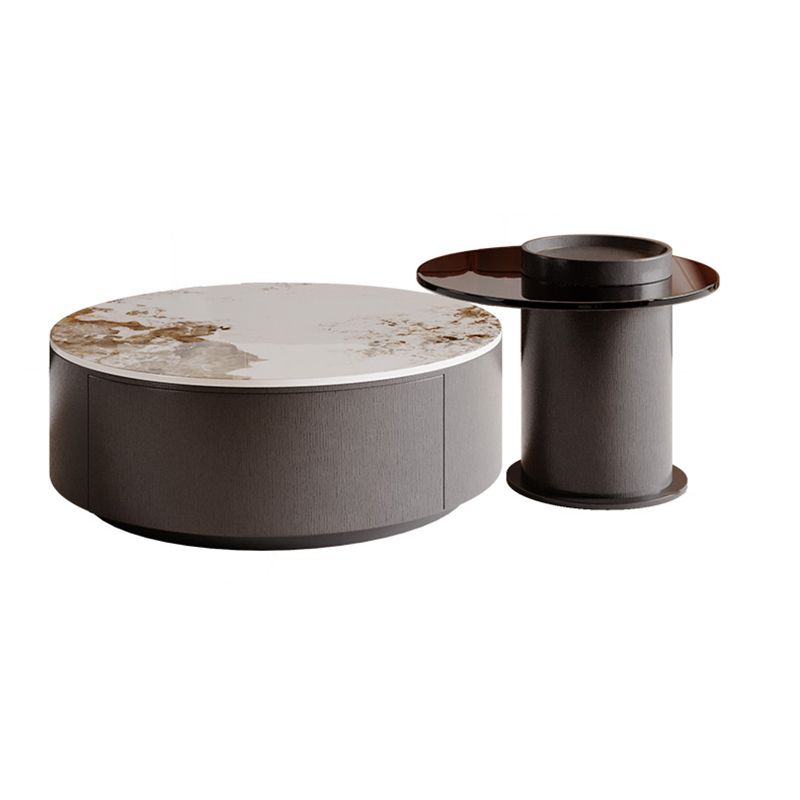 Slate Nesting Coffee Table Set Pedestal Cocktail Table with Drawers Clearhalo 'Coffee & Accent Tables' 'Coffee Tables' 'coffee_tables' 'furn' 'furn_coffee_tables' 'Furniture' 'Living Room Furniture' 1200x1200_cf512fb6-f791-46c0-a38a-122b0c7e71e9