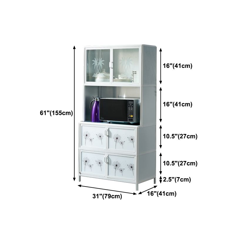 Metal Kitchen Open Storage Buffet Sideboard White Glass Doors Side Board Clearhalo 'buffet_sideboard' 'Buffets & Sideboards' 'furn' 'furn_buffet_sideboard' 'Furniture' 'furniture_buffet_sideboard' 'Kitchen & Dining Furniture' 1200x1200_cf5148e2-ba0c-46d6-be71-38a42fa462fa